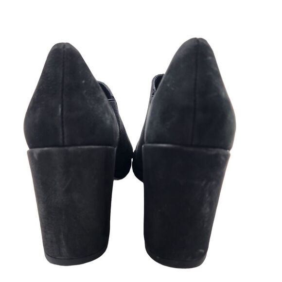 EILEEN FISHER Womens 8 Suede Cut Out Peep Toe Heeled Shoes NWOT Black Pull On - Picture 3 of 10